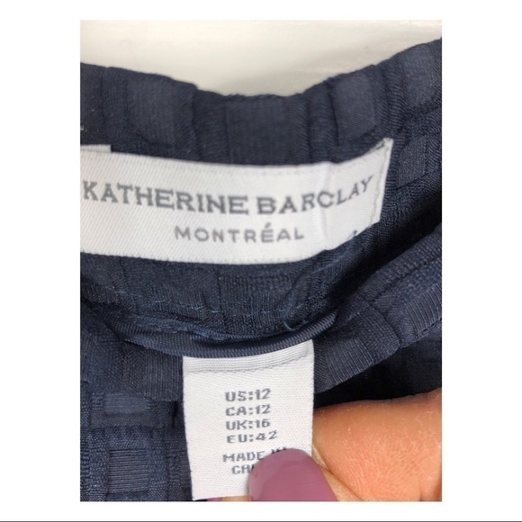 KATHERINE BARCLAY-MONTREAL , NAVY JACQUARD WOVEN PENCIL SKIRT - Picture 6 of 6